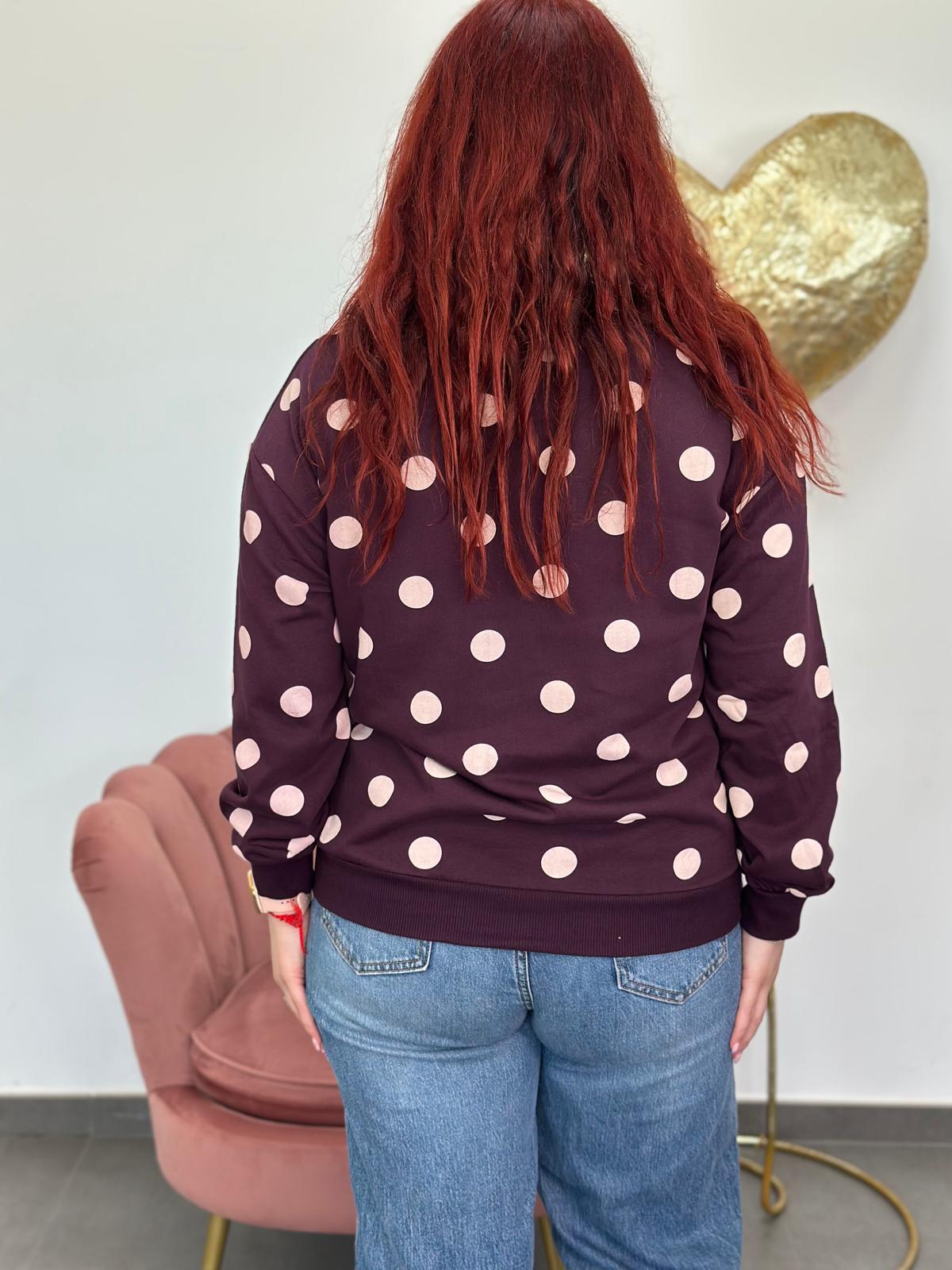 Sudadera Lunares berenjena