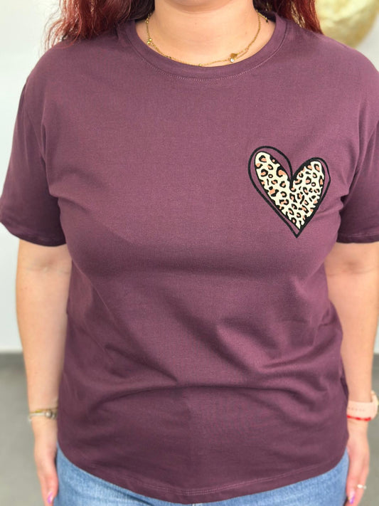 Camiseta Corazón berenjena