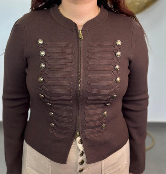 Chaqueta punto Militar marrón chocolate
