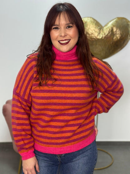 Jersey rayas buganvilla y naranja