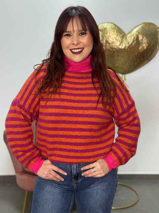 Jersey rayas buganvilla y naranja