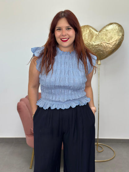 Top Mía celeste
