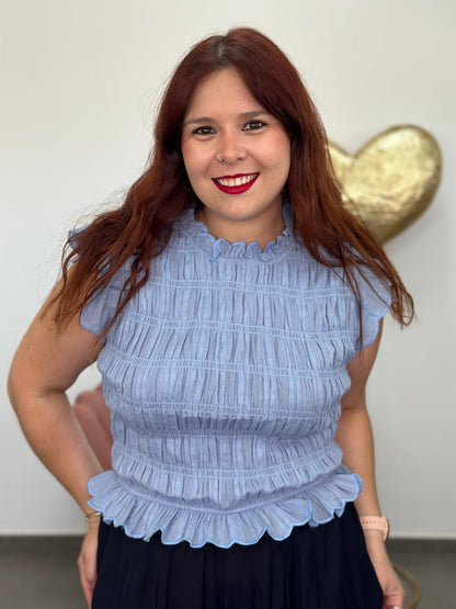 Top Mía celeste
