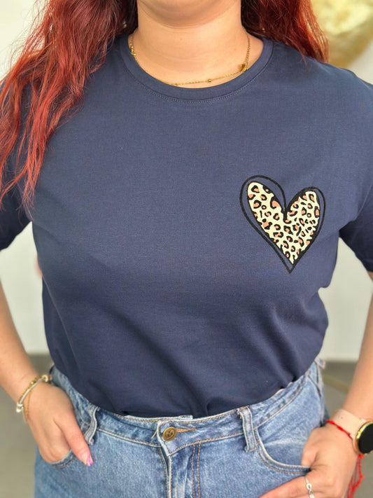 Camiseta Corazón azul marino
