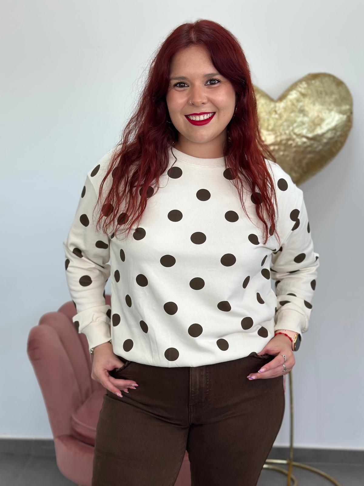 Sudadera Lunares blanco roto