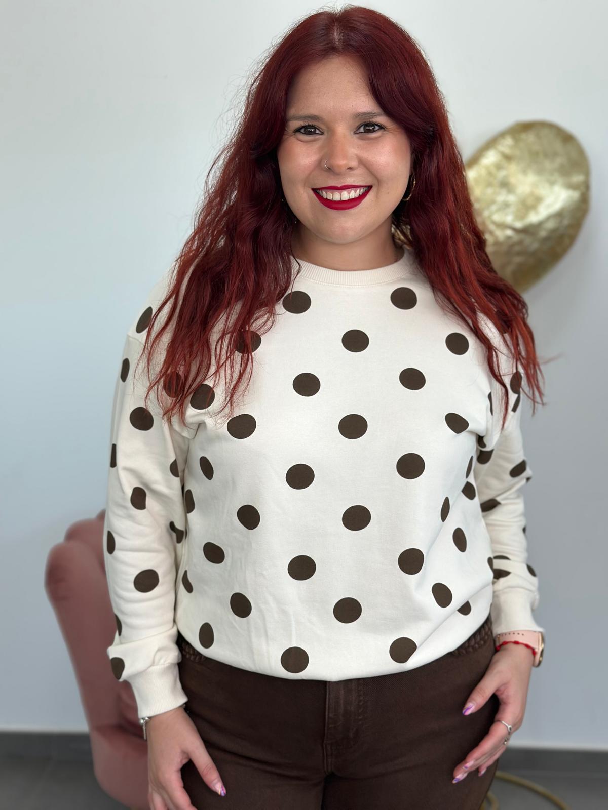Sudadera Lunares blanco roto