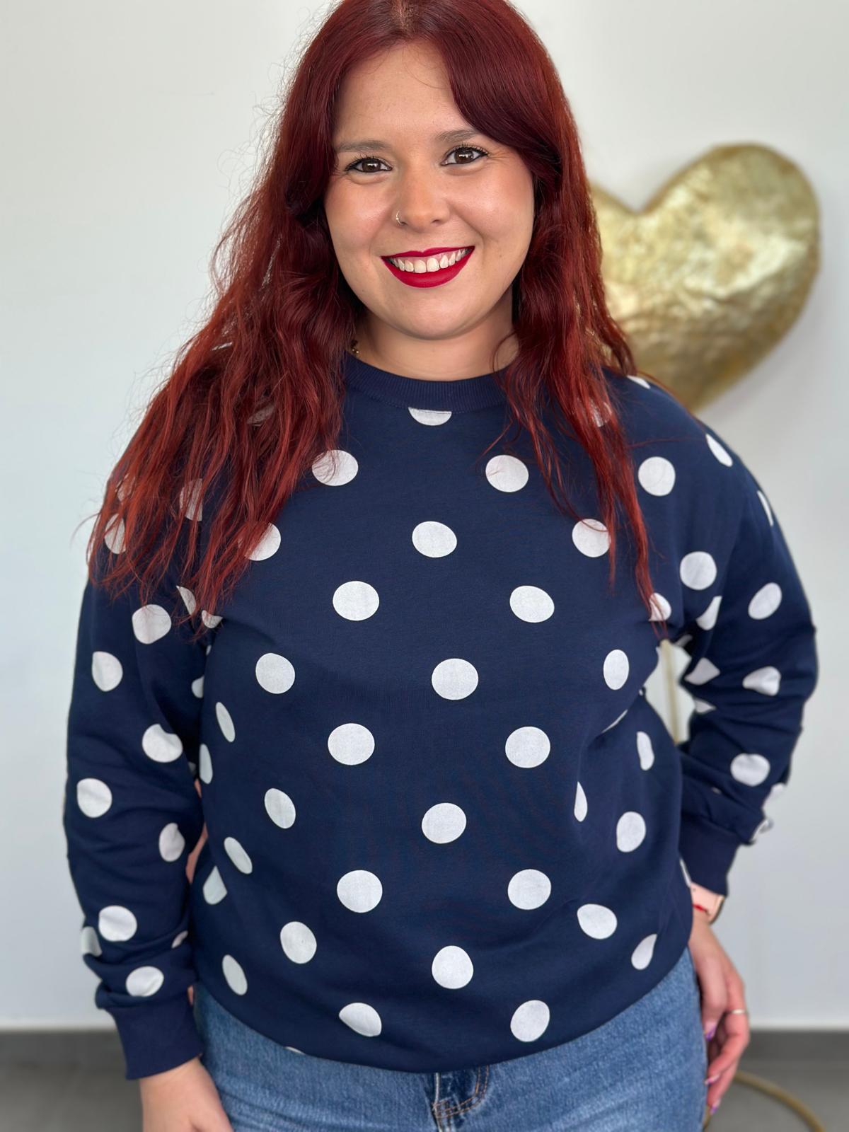 Sudadera Lunares azul marino