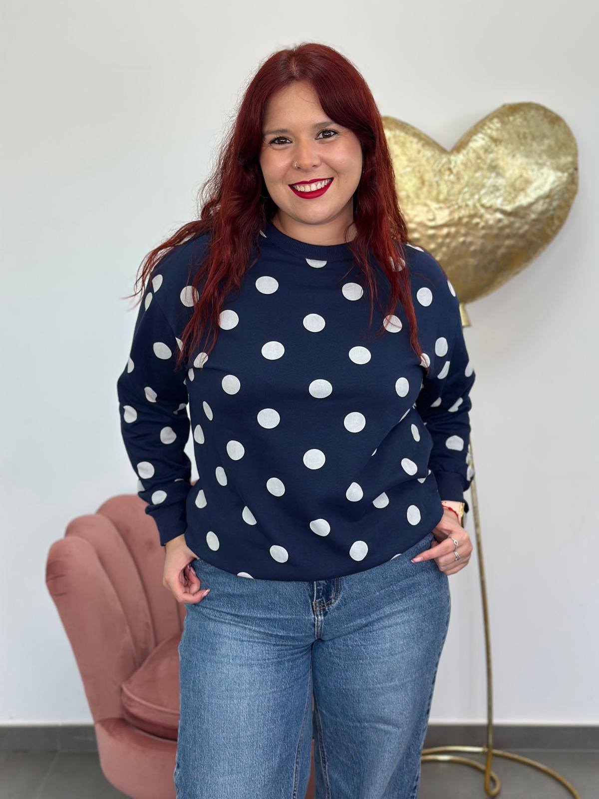 Sudadera Lunares azul marino