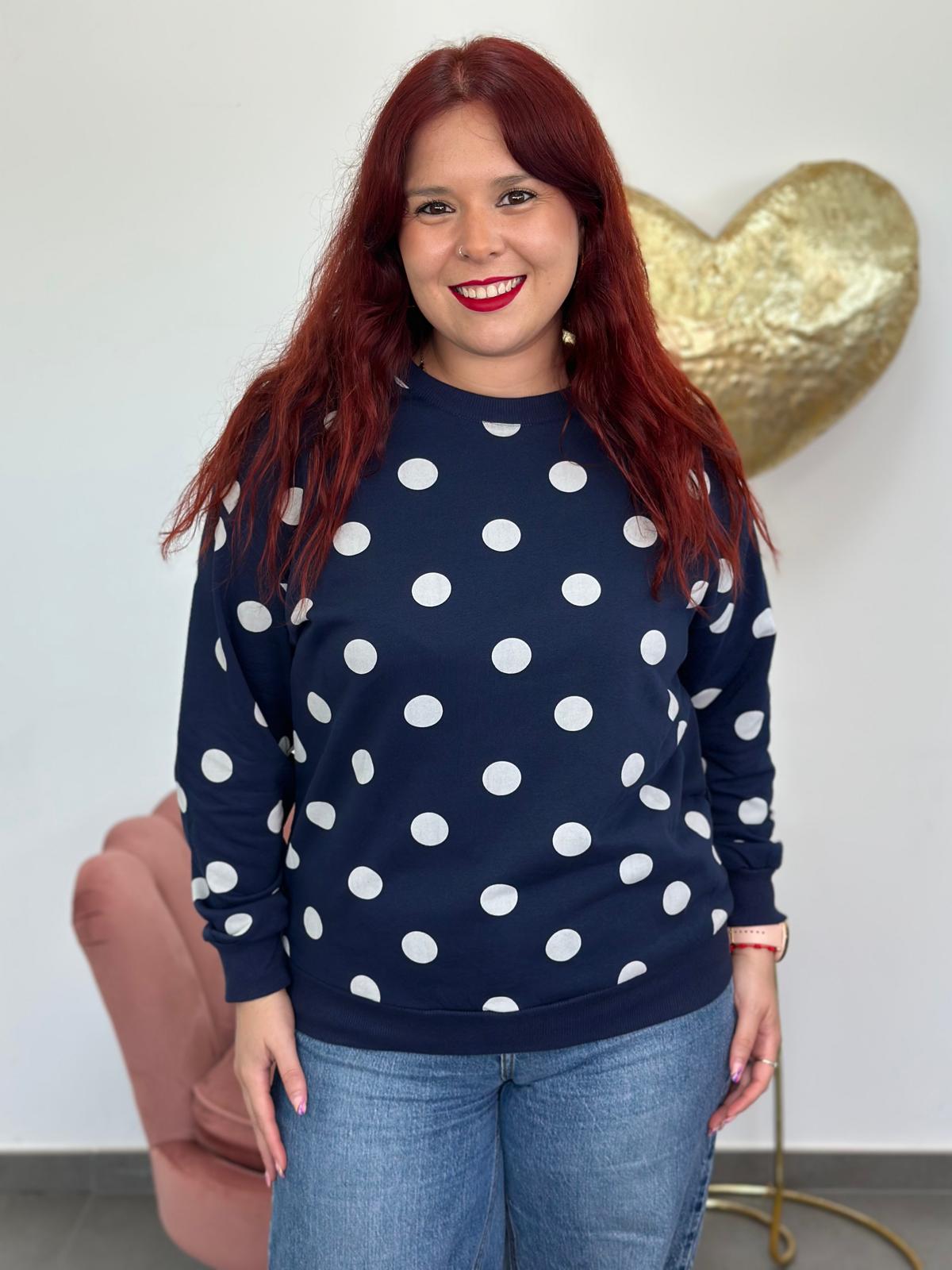 Sudadera Lunares azul marino