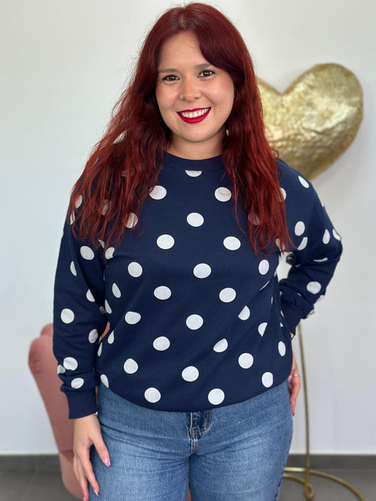 Sudadera Lunares azul marino