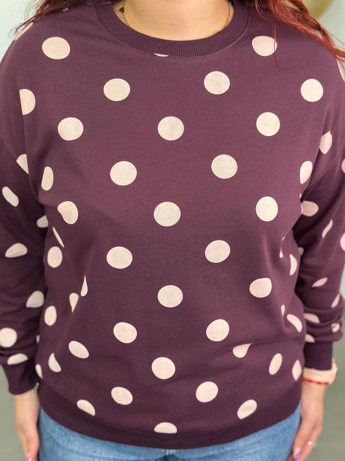 Sudadera Lunares berenjena