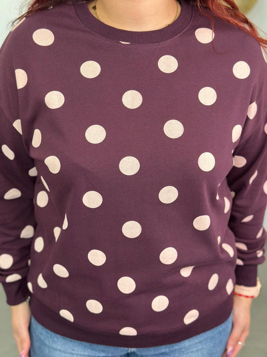 Sudadera Lunares berenjena