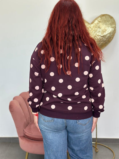 Sudadera Lunares berenjena