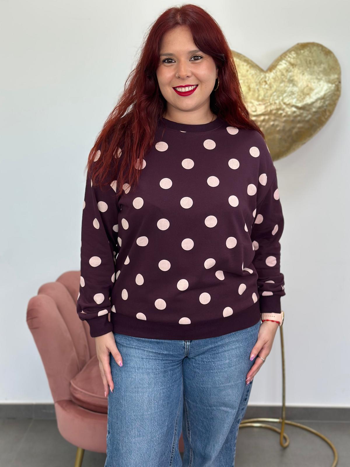 Sudadera Lunares berenjena