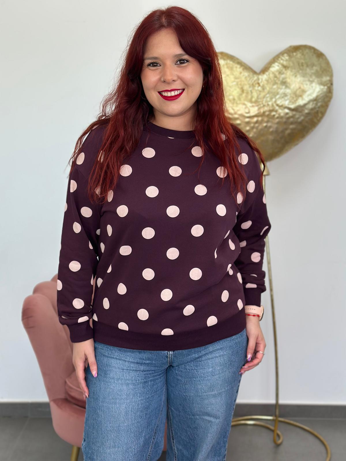 Sudadera Lunares berenjena