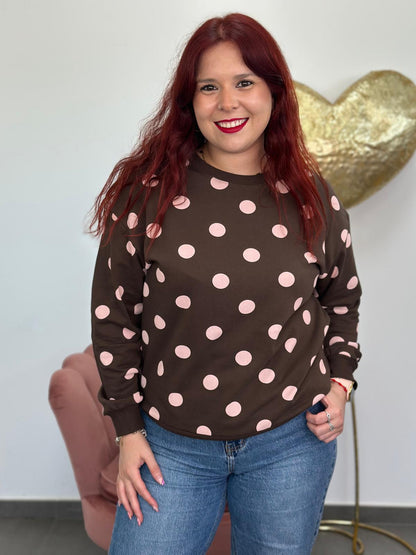 Sudadera Lunares marrón