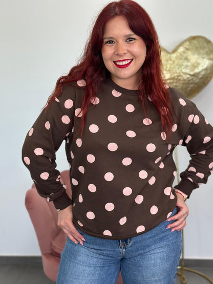 Sudadera Lunares marrón