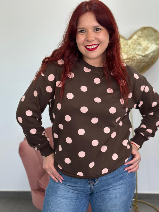 Sudadera Lunares marrón