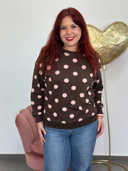 Sudadera Lunares marrón