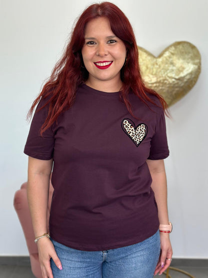 Camiseta Corazón berenjena