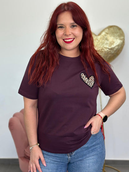 Camiseta Corazón berenjena