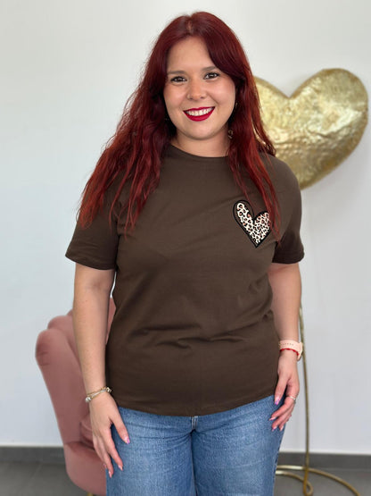 Camiseta Corazón marrón