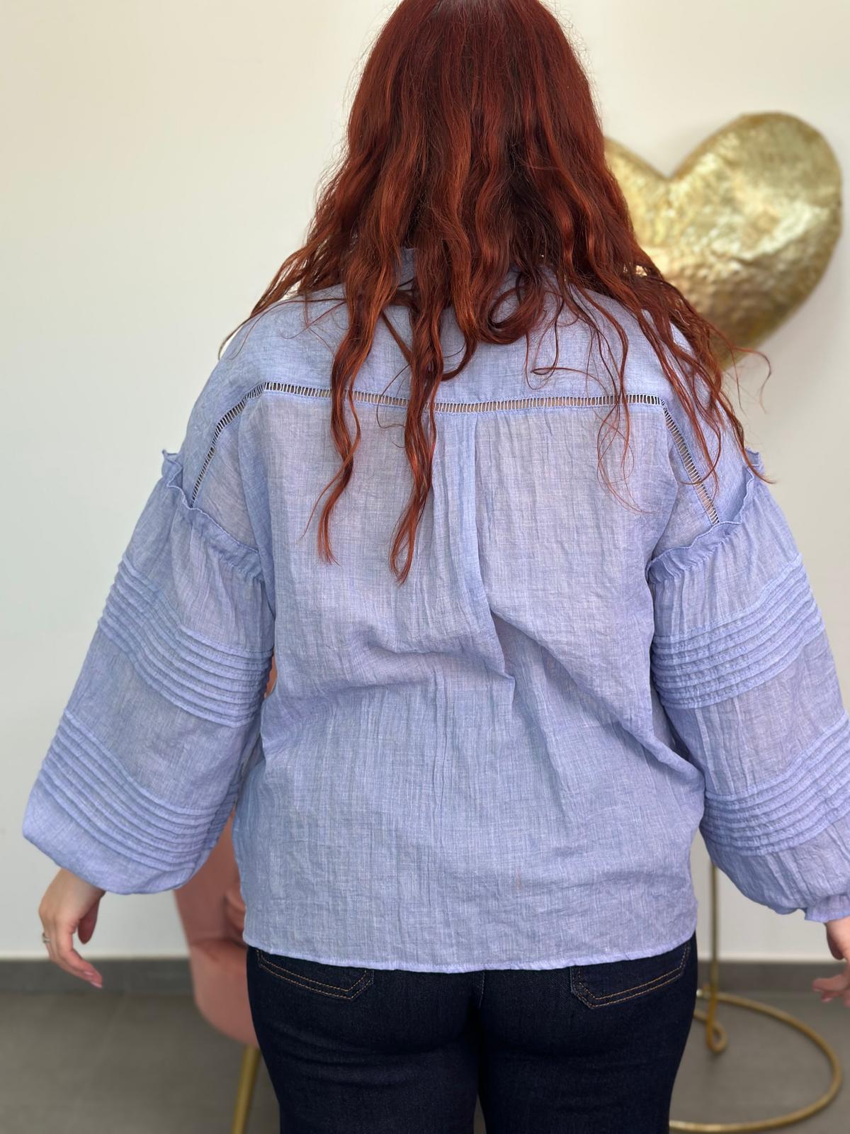 Blusa Romántica azul celeste
