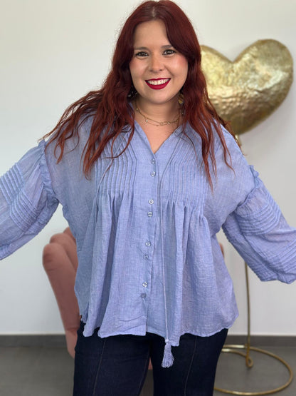 Blusa Romántica azul celeste