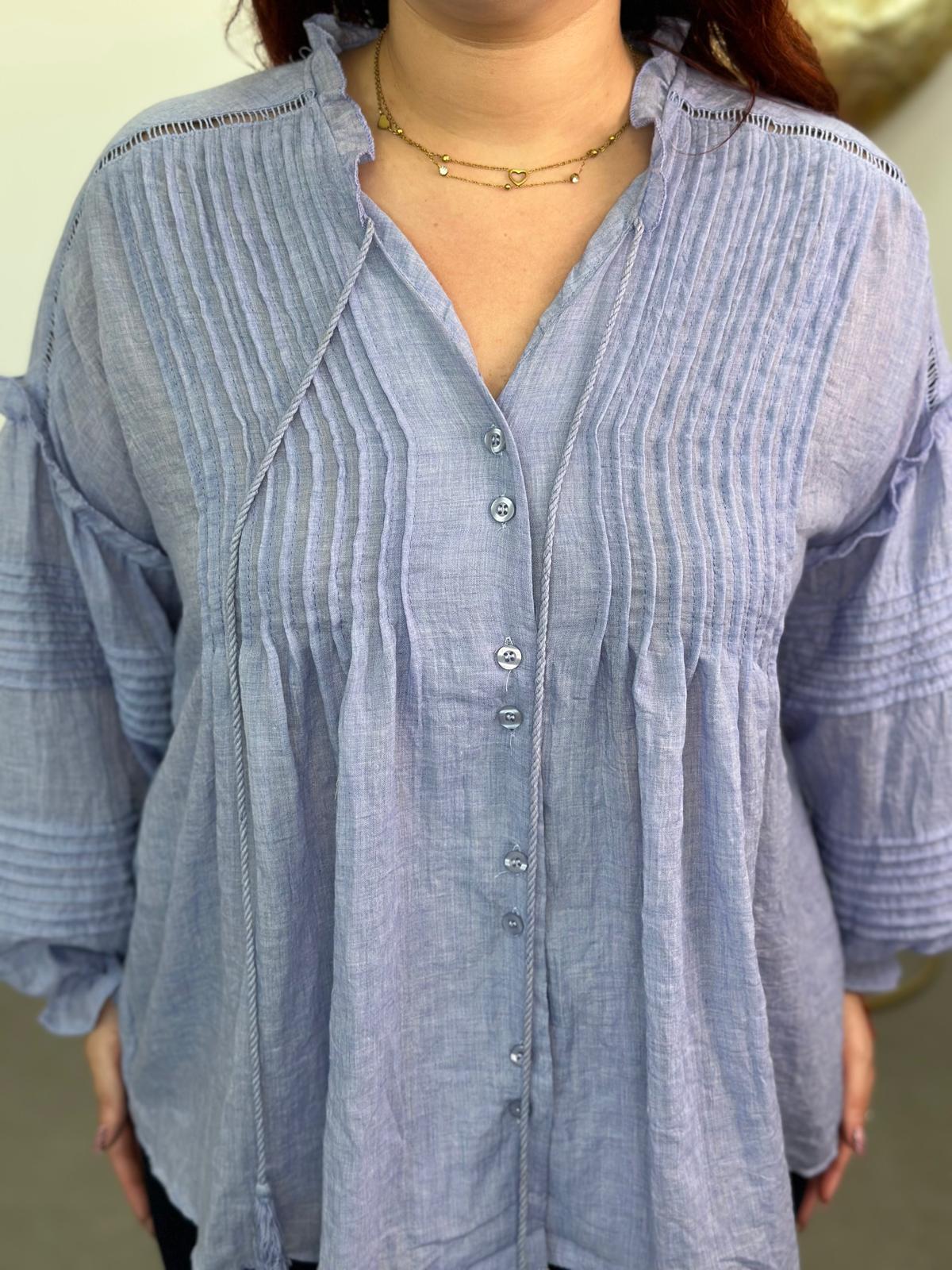 Blusa Romántica azul celeste