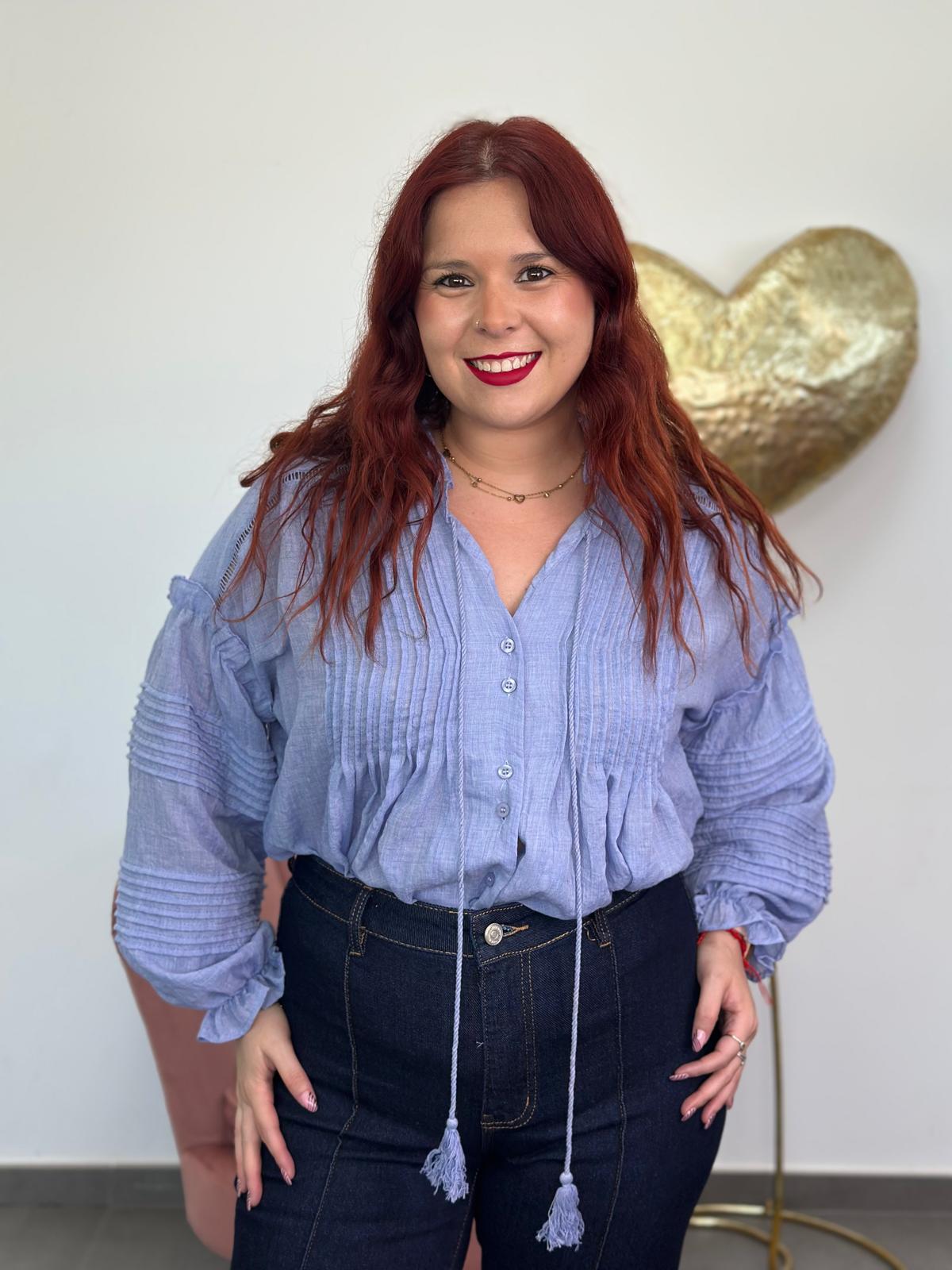 Blusa Romántica azul celeste