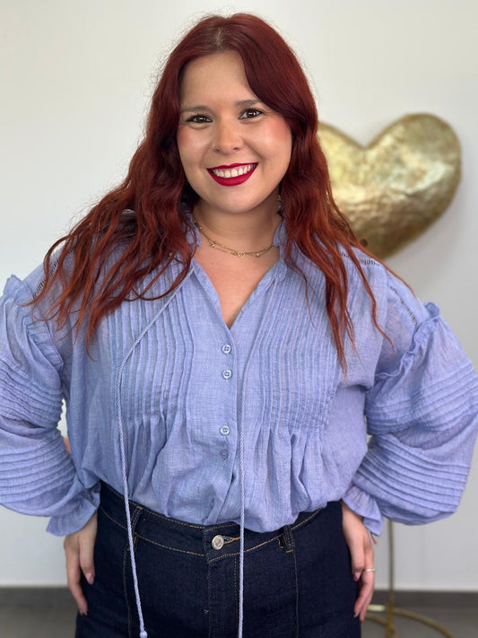 Blusa Romántica azul celeste