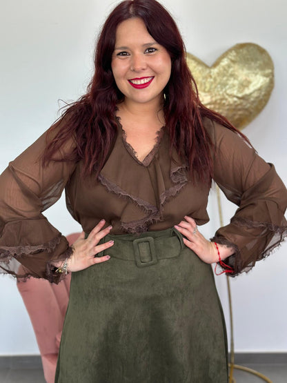 Blusa Odisea marrón chocolate