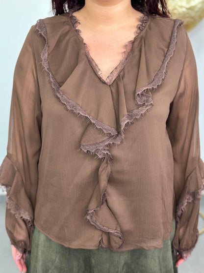 Blusa Odisea marrón chocolate
