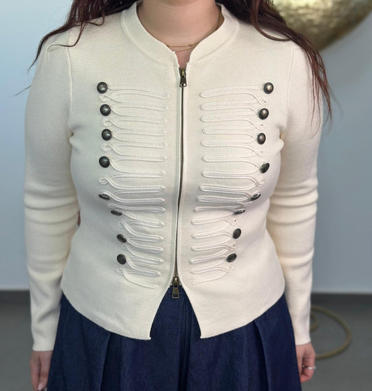 Chaqueta punto Militar beige/crudo