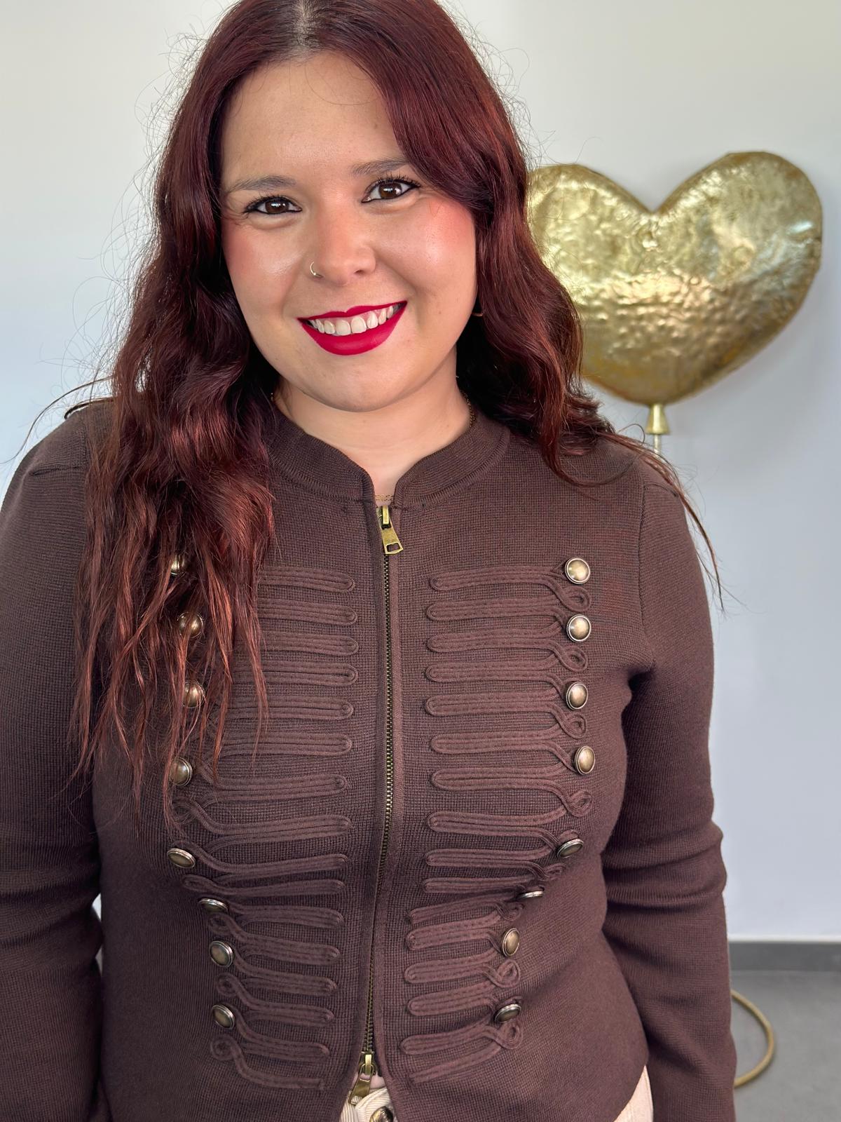 Chaqueta punto Militar marrón chocolate