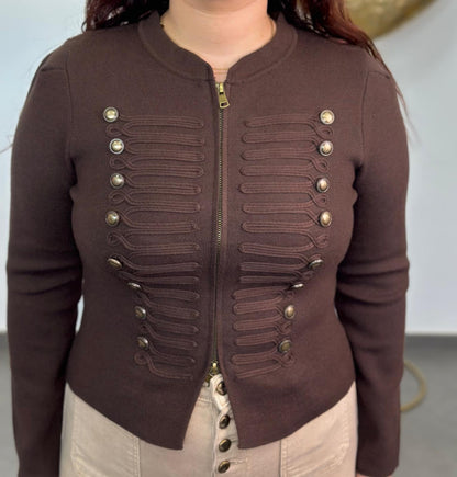 Chaqueta punto Militar marrón chocolate