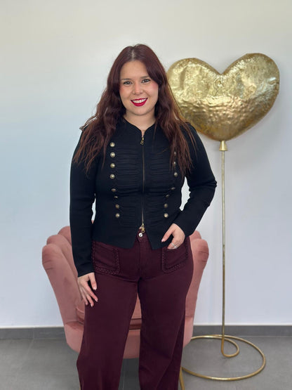 Chaqueta punto Militar negra