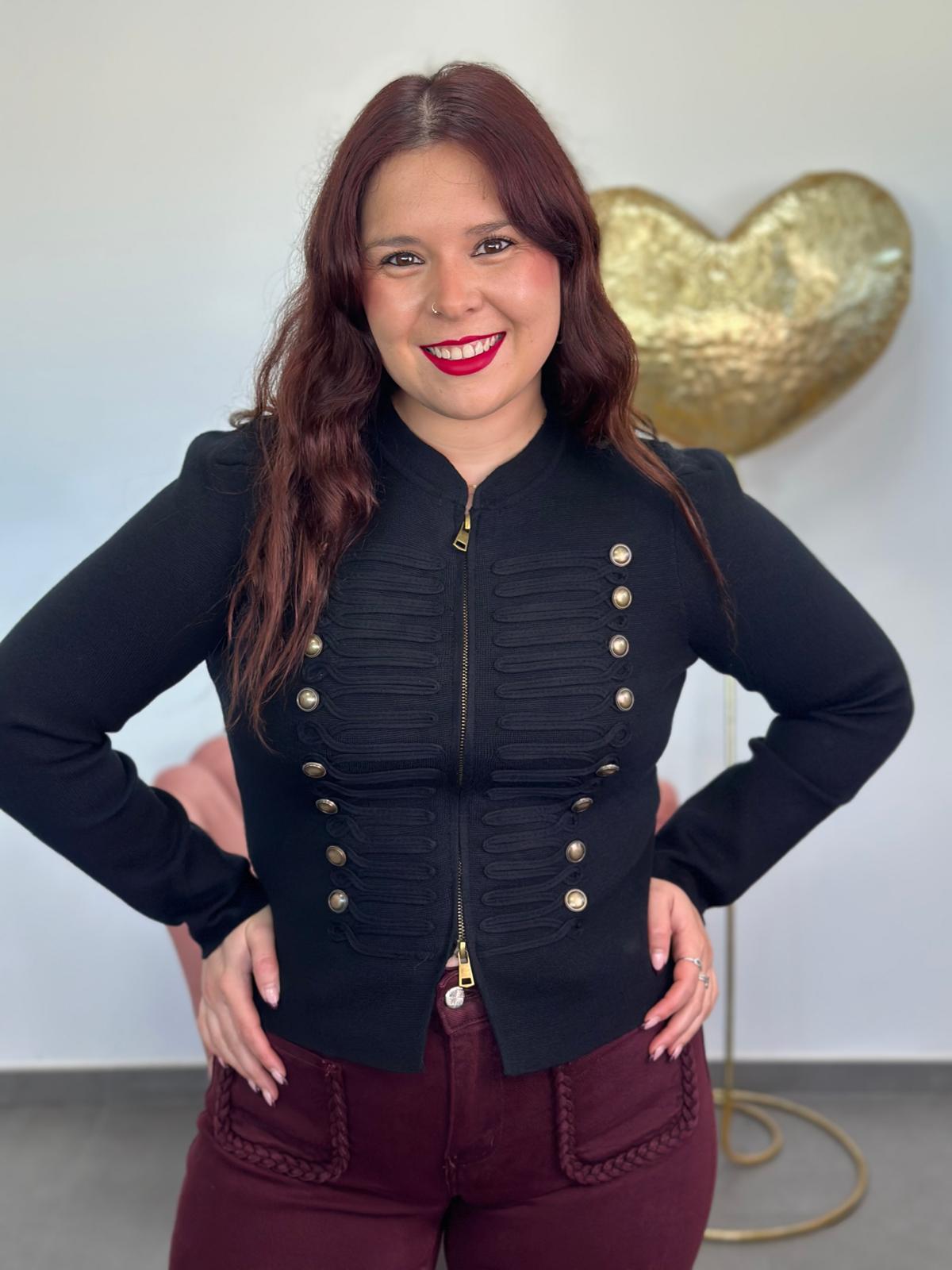 Chaqueta punto Militar negra