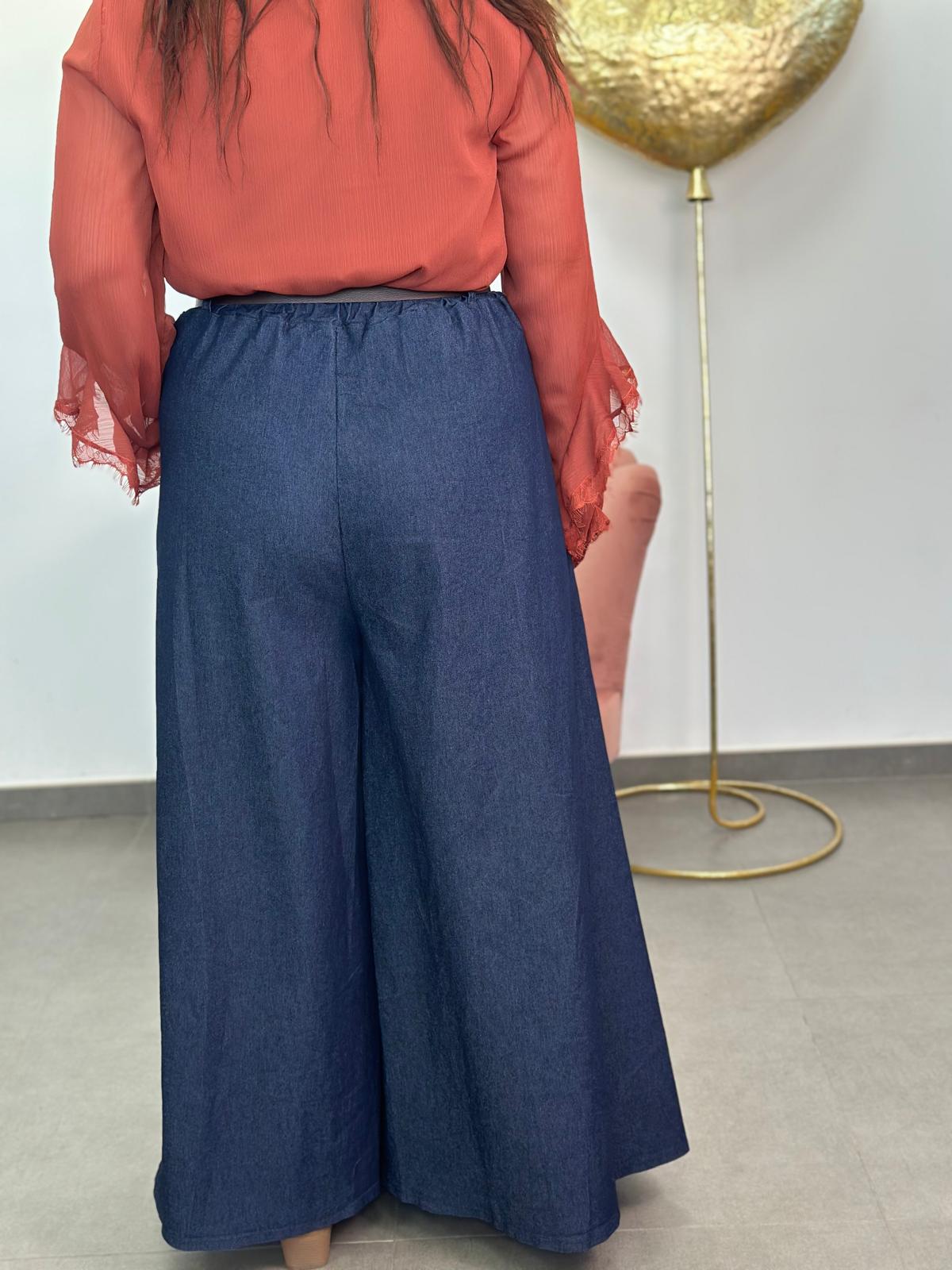 Pantalón palazzo efecto vaquero