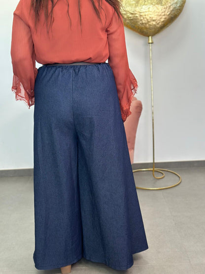Pantalón palazzo efecto vaquero