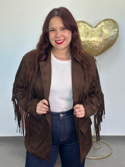Chaqueta Flecos efecto antelina